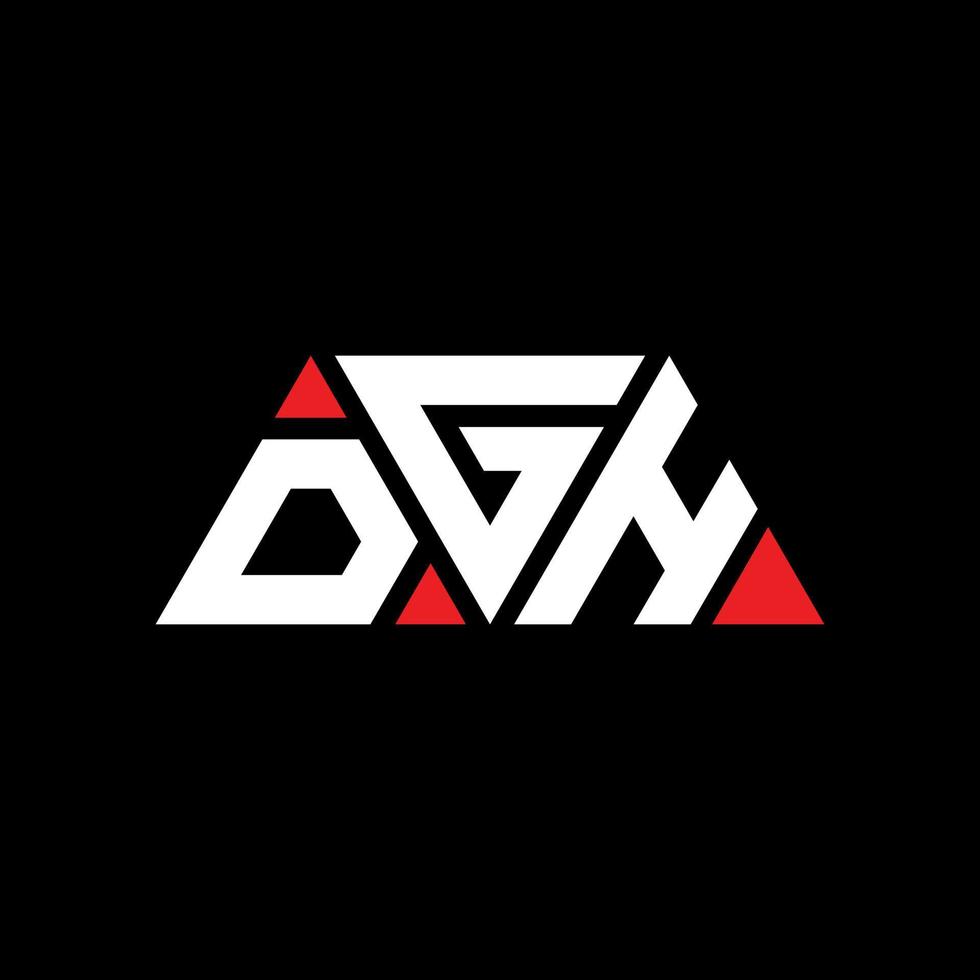 DGH triangle letter logo design with triangle shape. DGH triangle logo design monogram. DGH triangle vector logo template with red color. DGH triangular logo Simple, Elegant, and Luxurious Logo. DGH