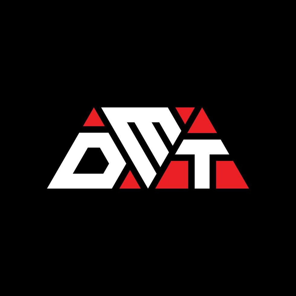 DMT triangle letter logo design with triangle shape. DMT triangle logo design monogram. DMT triangle vector logo template with red color. DMT triangular logo Simple, Elegant, and Luxurious Logo. DMT