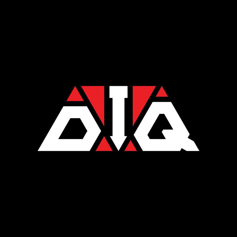 DIQ triangle letter logo design with triangle shape. DIQ triangle logo design monogram. DIQ triangle vector logo template with red color. DIQ triangular logo Simple, Elegant, and Luxurious Logo. DIQ
