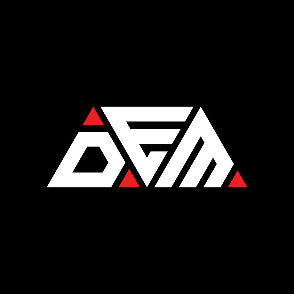 DEM triangle letter logo design with triangle shape. DEM triangle logo design monogram. DEM triangle vector logo template with red color. DEM triangular logo Simple, Elegant, and Luxurious Logo. DEM