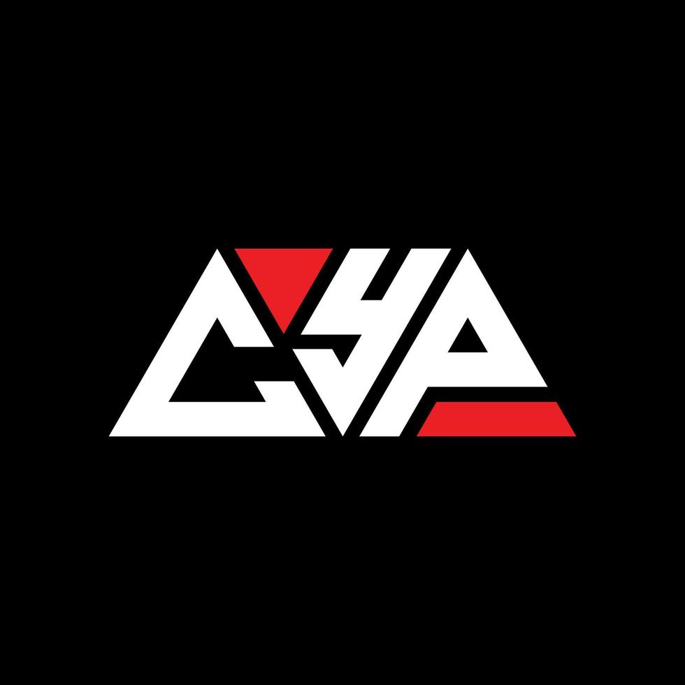 CYP triangle letter logo design with triangle shape. CYP triangle logo design monogram. CYP triangle vector logo template with red color. CYP triangular logo Simple, Elegant, and Luxurious Logo. CYP