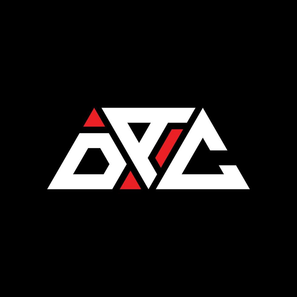 DAC triangle letter logo design with triangle shape. DAC triangle logo design monogram. DAC triangle vector logo template with red color. DAC triangular logo Simple, Elegant, and Luxurious Logo. DAC