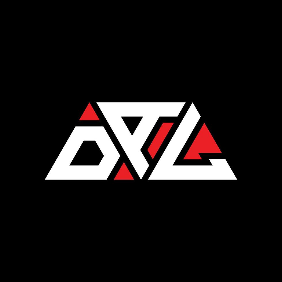 DAL triangle letter logo design with triangle shape. DAL triangle logo design monogram. DAL triangle vector logo template with red color. DAL triangular logo Simple, Elegant, and Luxurious Logo. DAL