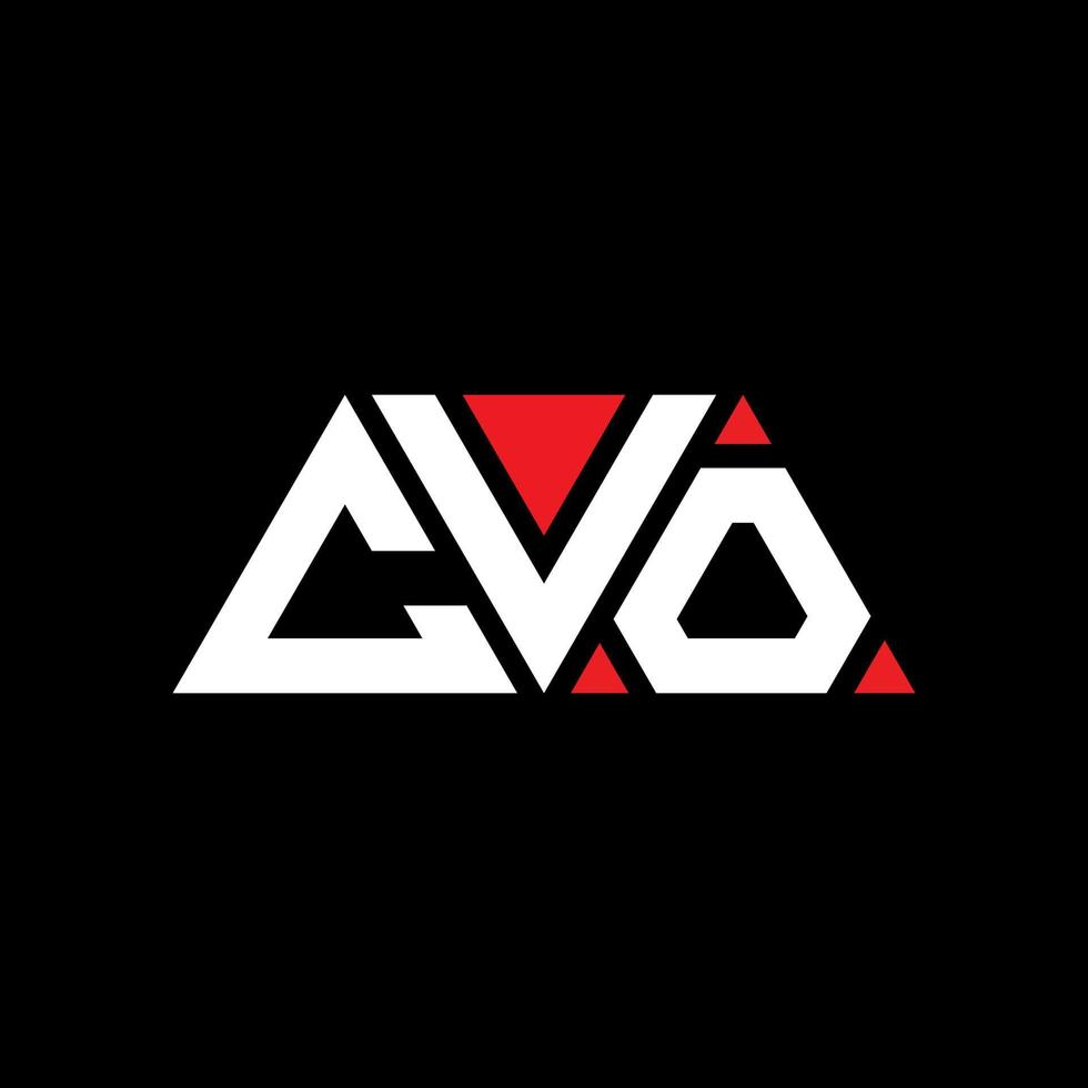 CVO triangle letter logo design with triangle shape. CVO triangle logo design monogram. CVO triangle vector logo template with red color. CVO triangular logo Simple, Elegant, and Luxurious Logo. CVO