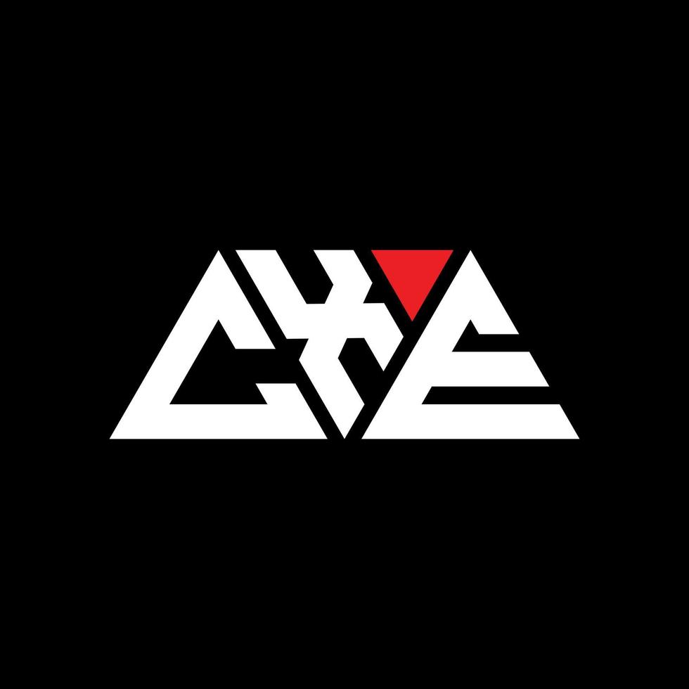CXE triangle letter logo design with triangle shape. CXE triangle logo design monogram. CXE triangle vector logo template with red color. CXE triangular logo Simple, Elegant, and Luxurious Logo. CXE