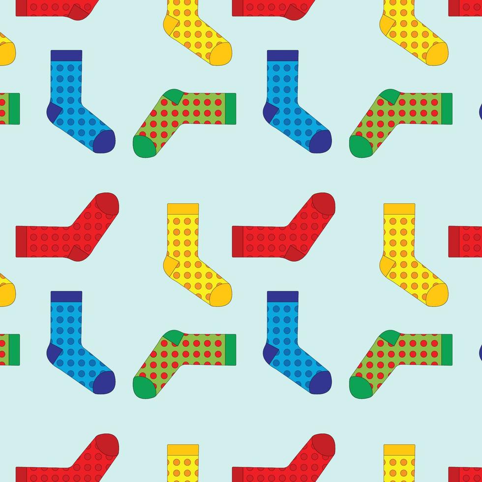 Pattern with socks of different textures and colors. Background of winter fashion items of clothing vector