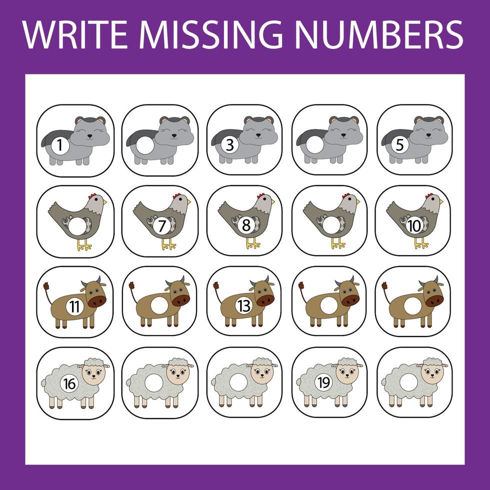 Write the missing numbers in the correct order vector