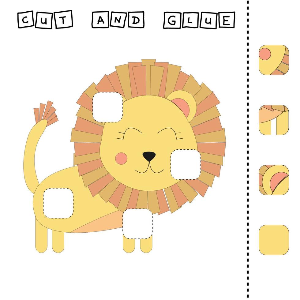 Write down the body parts of the lioin. Educational game for children. vector