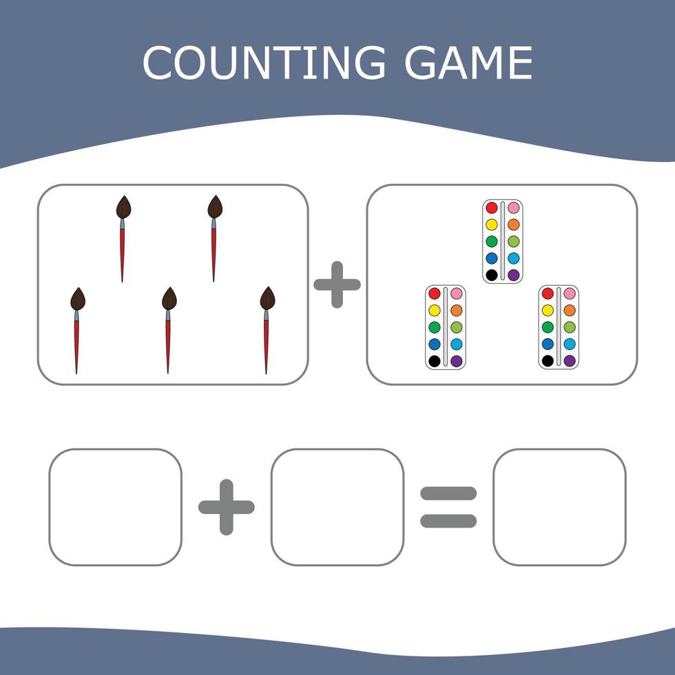 Counting Game for Preschool Children. Worksheet for preschool kids, kids activity sheet, printable worksheet vector