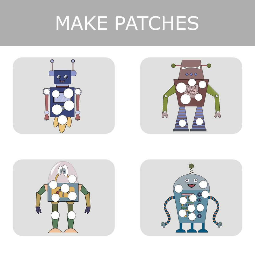 Make a patch out of paper or plasticine, a game for children, the development of fine motor skills. Worksheet for printing. Educational game for children. vector