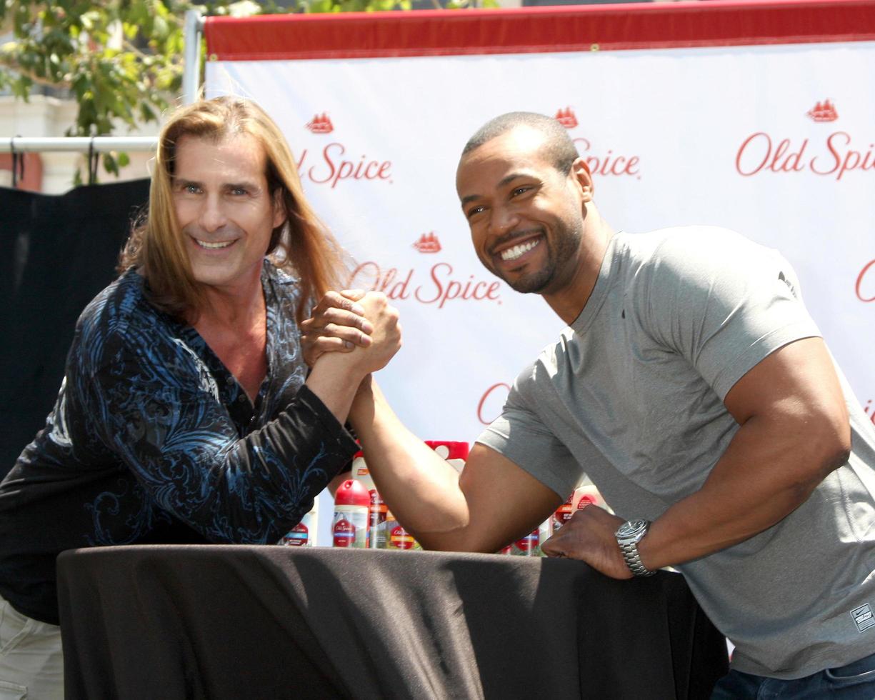 LOS ANGELES, JUL 28 - Fabio, Isaiah Mustafa at a public appearance to promote the Epic Old Spice Challenge at The Grove on July 28, 2011 in Los Angeles, CA photo
