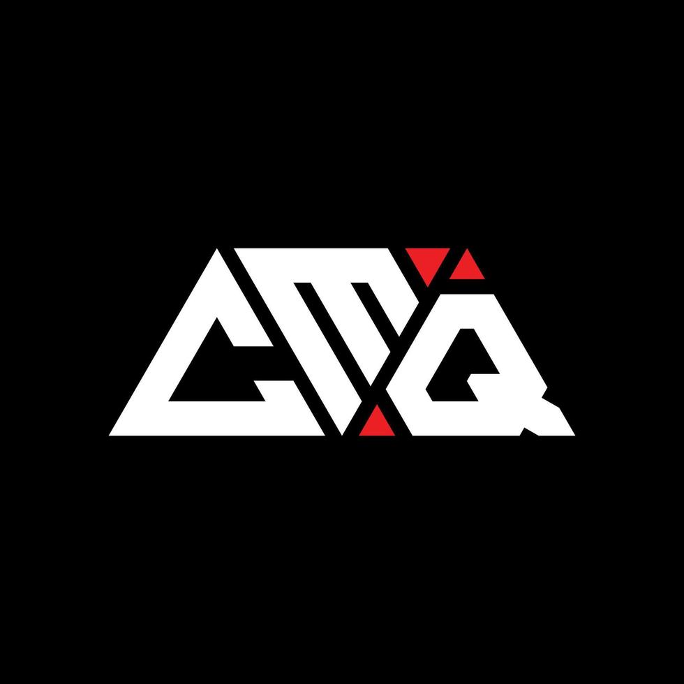 CMQ triangle letter logo design with triangle shape. CMQ triangle logo design monogram. CMQ triangle vector logo template with red color. CMQ triangular logo Simple, Elegant, and Luxurious Logo. CMQ