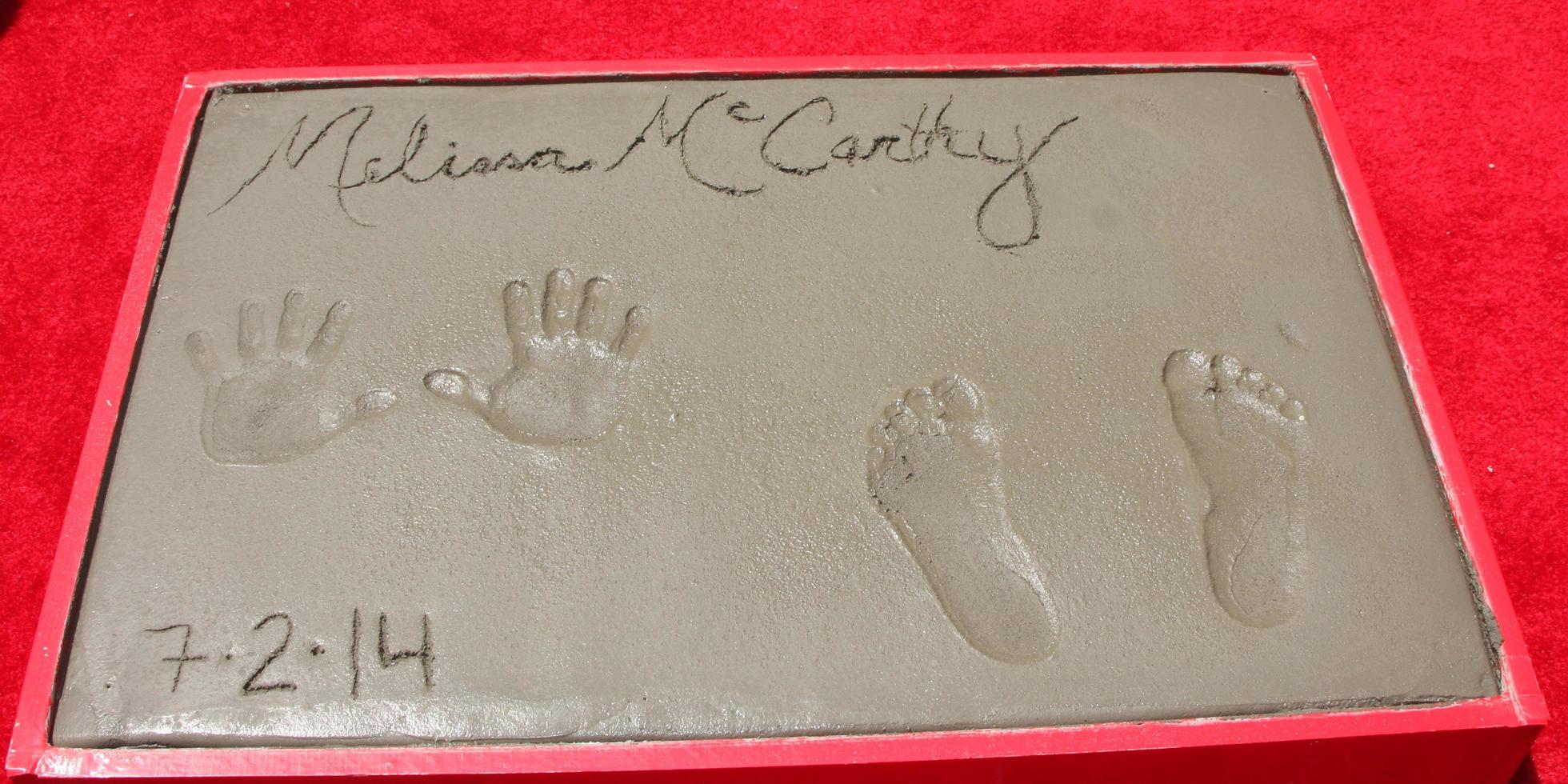LOS ANGELES, JUL 2 - Melissa McCarthy Hand and Footprints at the Melissa McCarthy Hand and Footprint Ceremony at the TCL Chinese Theater on July 2, 2014 in Los Angeles, CA photo