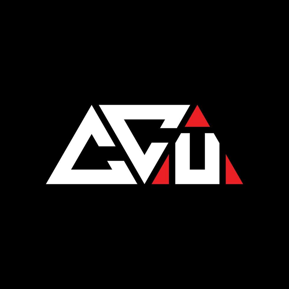 CCU triangle letter logo design with triangle shape. CCU triangle logo design monogram. CCU triangle vector logo template with red color. CCU triangular logo Simple, Elegant, and Luxurious Logo. CCU