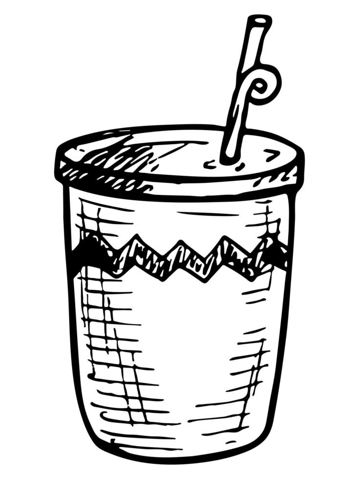 Cute cup of water, milkshake, juice or soda. Drink illustration. Simple cocktail clipart vector