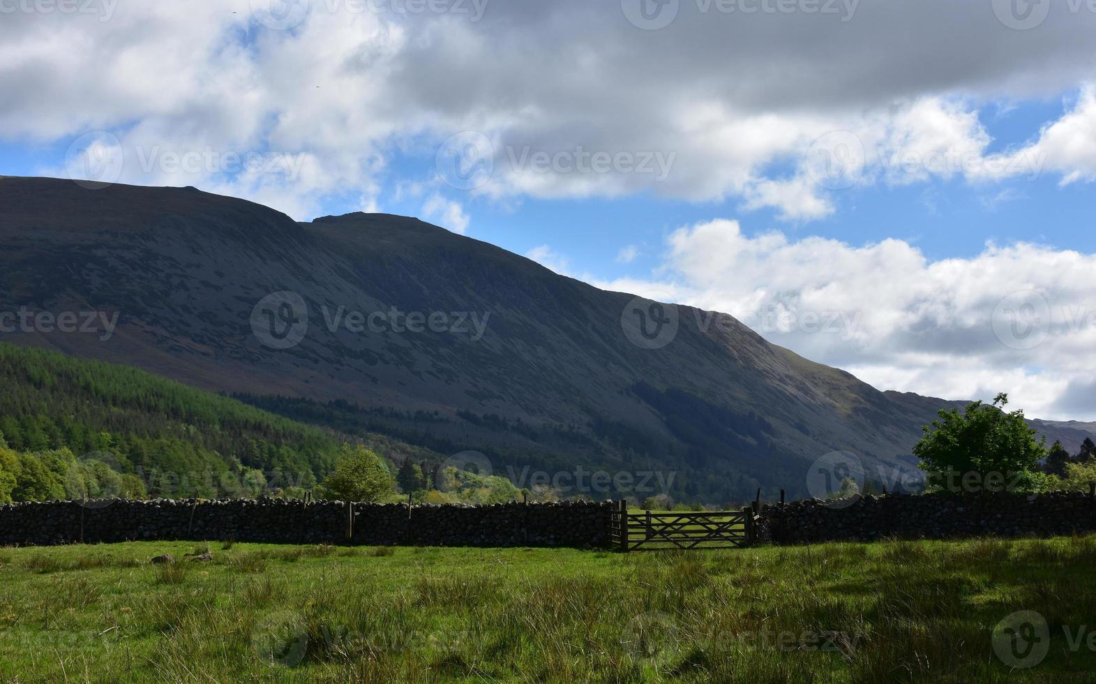 Scenic Grass Farmland and Fell in the Lakes District photo