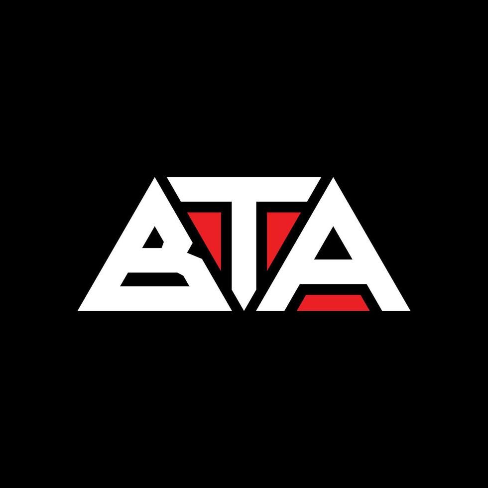 diseño de logotipo de letra triangular bta con forma de triángulo. monograma de diseño del logotipo del triángulo bta. plantilla de logotipo de vector de triángulo bta con color rojo. logotipo triangular bta logotipo simple, elegante y lujoso. bta