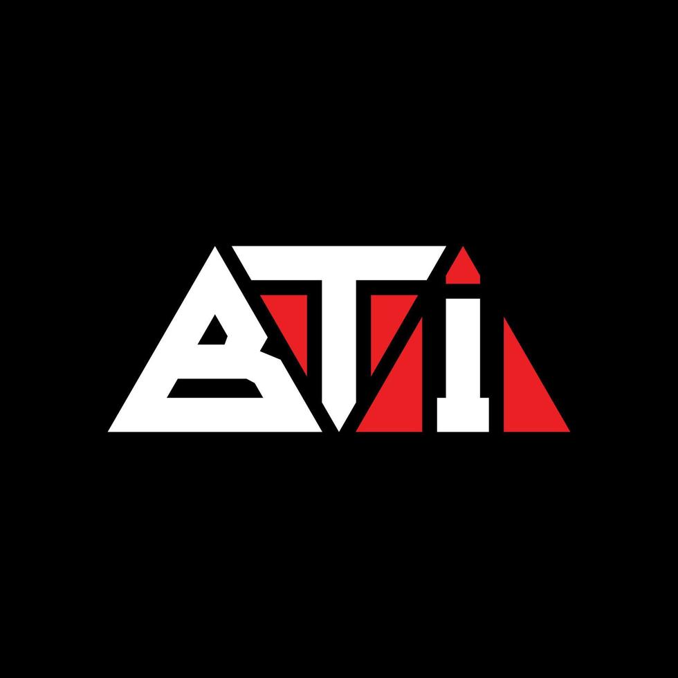 BTI triangle letter logo design with triangle shape. BTI triangle logo design monogram. BTI triangle vector logo template with red color. BTI triangular logo Simple, Elegant, and Luxurious Logo. BTI