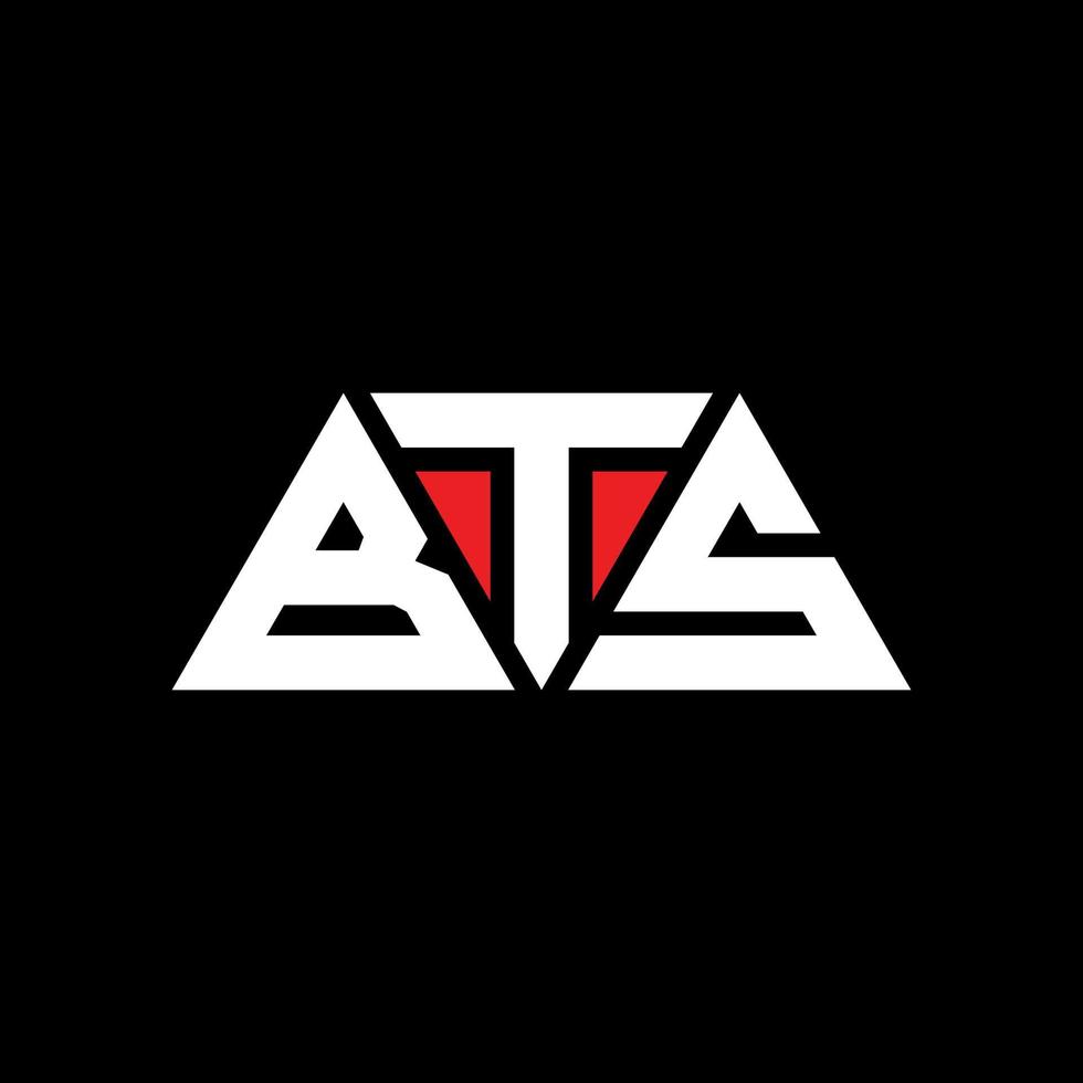 BTS triangle letter logo design with triangle shape. BTS triangle logo design monogram. BTS triangle vector logo template with red color. BTS triangular logo Simple, Elegant, and Luxurious Logo. BTS