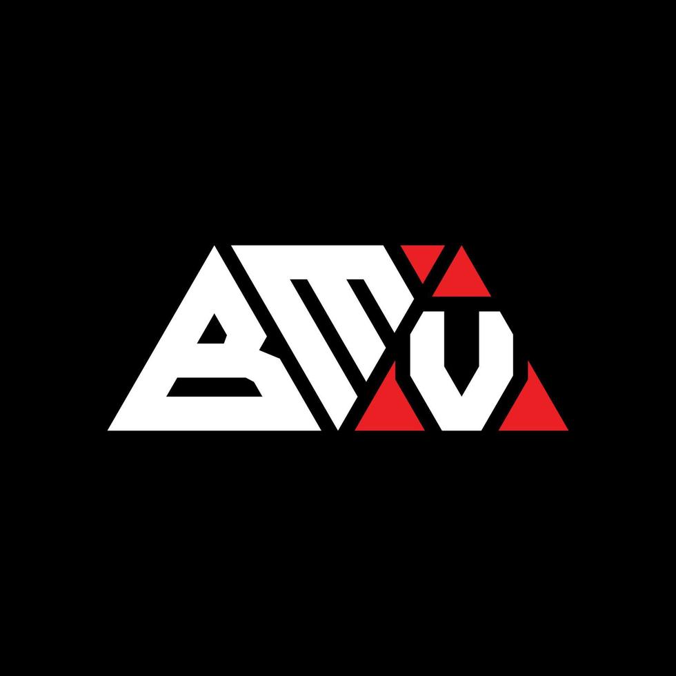 BMV triangle letter logo design with triangle shape. BMV triangle logo design monogram. BMV triangle vector logo template with red color. BMV triangular logo Simple, Elegant, and Luxurious Logo. BMV