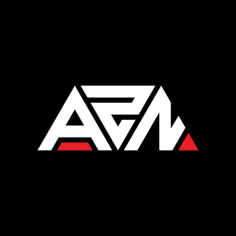 AZN triangle letter logo design with triangle shape. AZN triangle logo design monogram. AZN triangle vector logo template with red color. AZN triangular logo Simple, Elegant, and Luxurious Logo. AZN