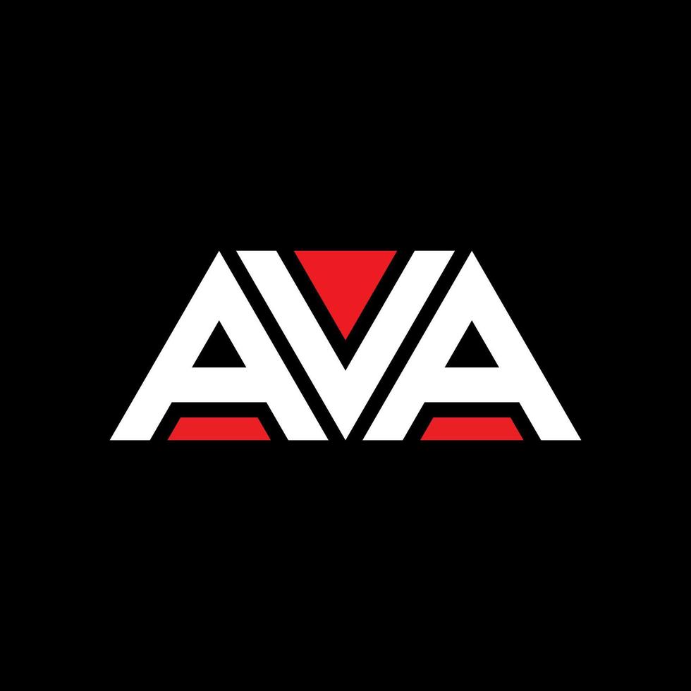 AVA triangle letter logo design with triangle shape. AVA triangle logo design monogram. AVA triangle vector logo template with red color. AVA triangular logo Simple, Elegant, and Luxurious Logo. AVA