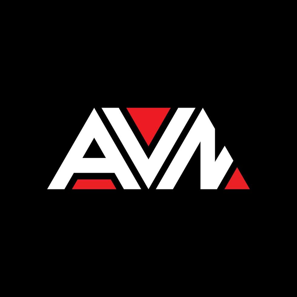 AVN triangle letter logo design with triangle shape. AVN triangle logo design monogram. AVN triangle vector logo template with red color. AVN triangular logo Simple, Elegant, and Luxurious Logo. AVN