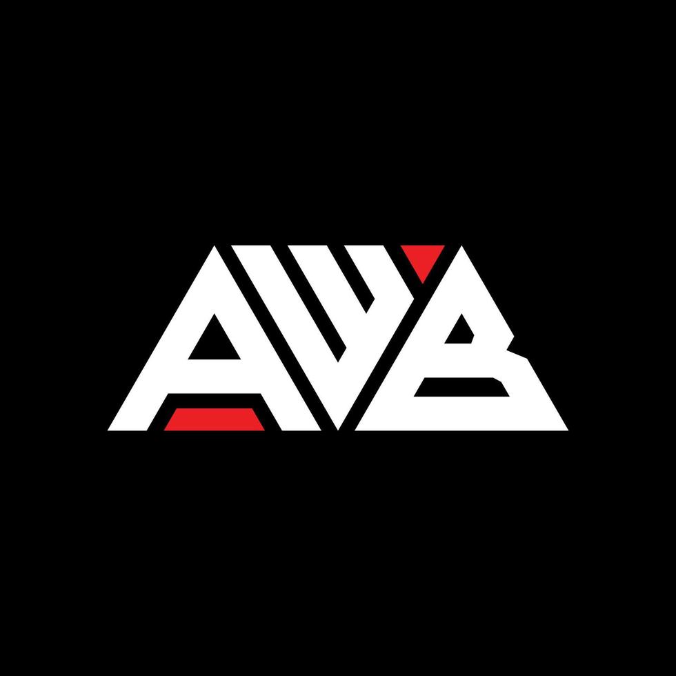 AWB triangle letter logo design with triangle shape. AWB triangle logo design monogram. AWB triangle vector logo template with red color. AWB triangular logo Simple, Elegant, and Luxurious Logo. AWB