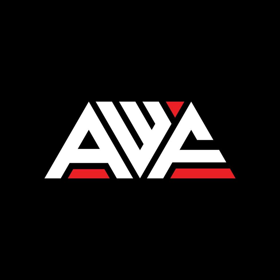AWF triangle letter logo design with triangle shape. AWF triangle logo design monogram. AWF triangle vector logo template with red color. AWF triangular logo Simple, Elegant, and Luxurious Logo. AWF