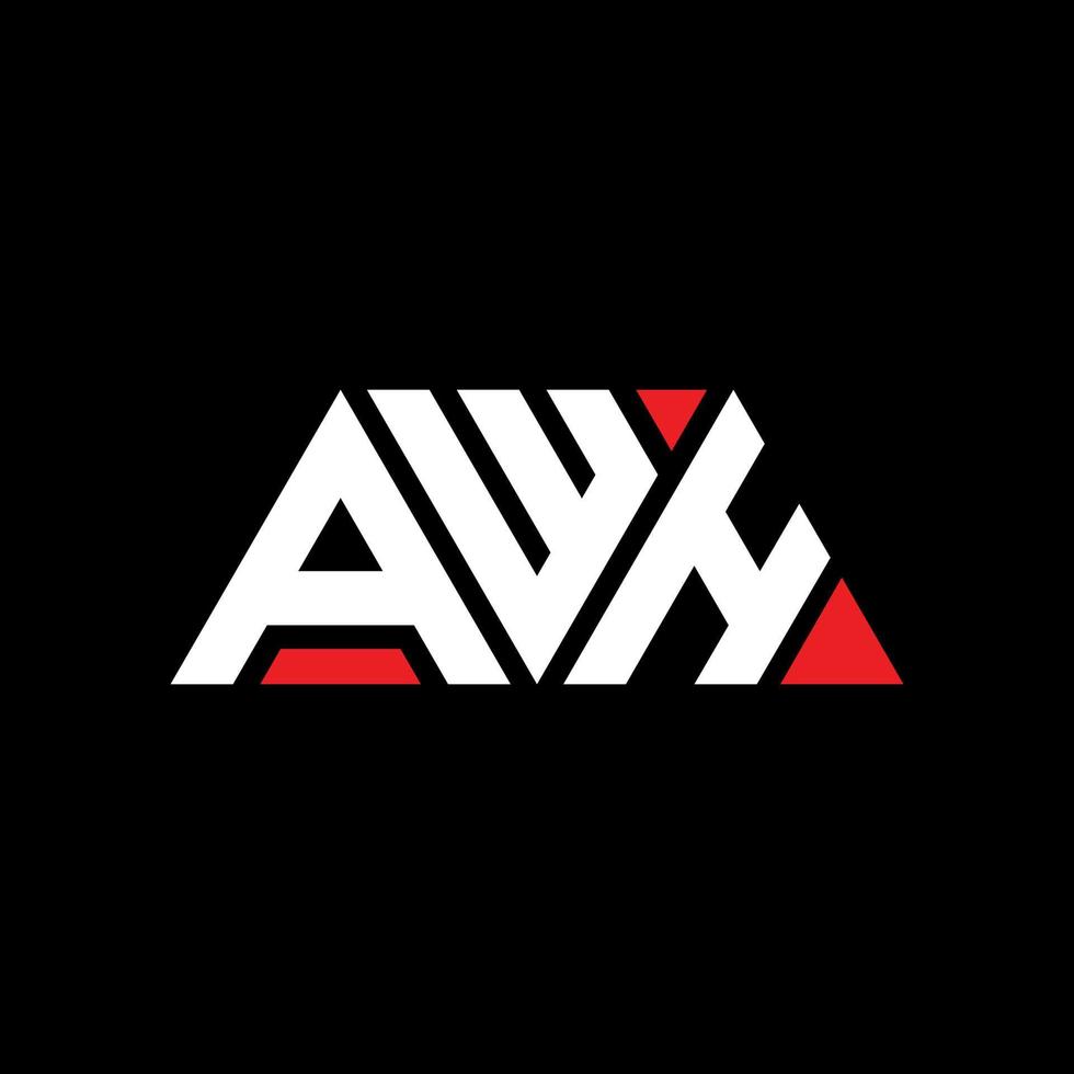 AWH triangle letter logo design with triangle shape. AWH triangle logo design monogram. AWH triangle vector logo template with red color. AWH triangular logo Simple, Elegant, and Luxurious Logo. AWH