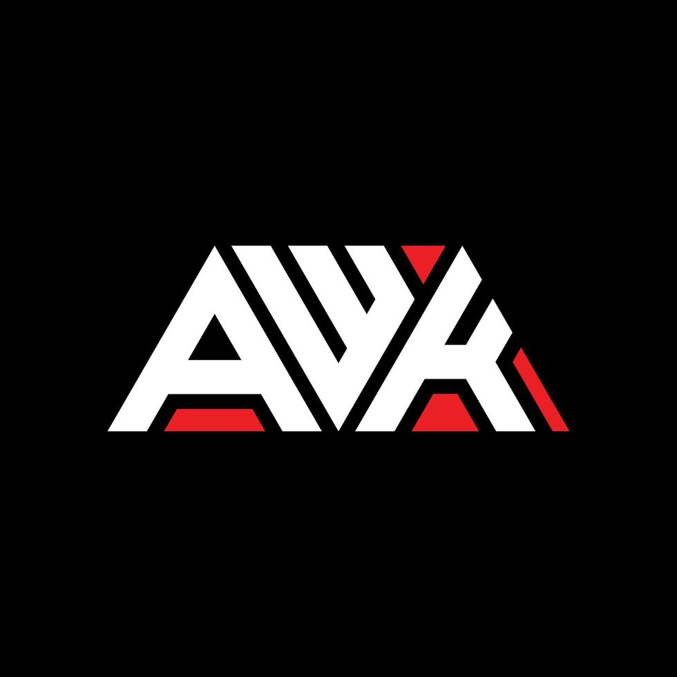 AWK triangle letter logo design with triangle shape. AWK triangle logo design monogram. AWK triangle vector logo template with red color. AWK triangular logo Simple, Elegant, and Luxurious Logo. AWK