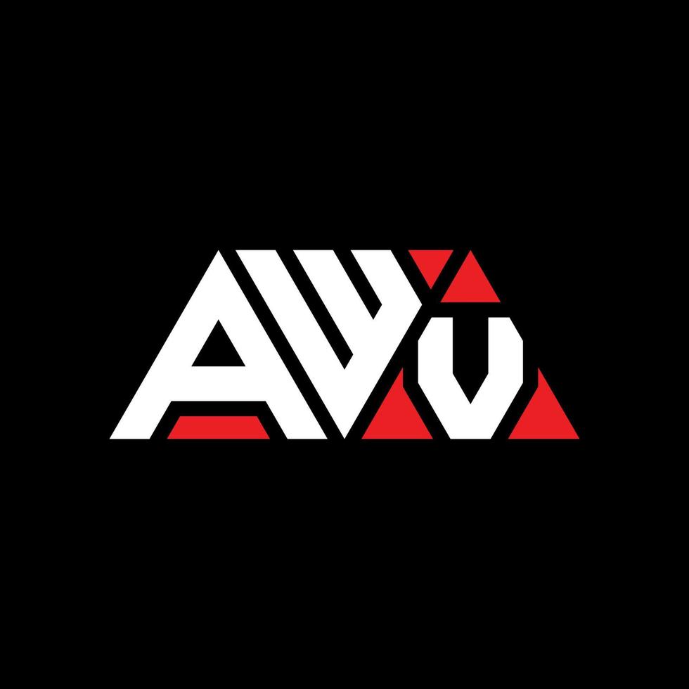 AWV triangle letter logo design with triangle shape. AWV triangle logo design monogram. AWV triangle vector logo template with red color. AWV triangular logo Simple, Elegant, and Luxurious Logo. AWV