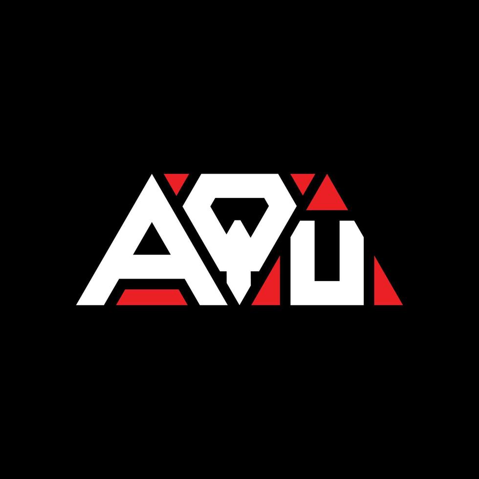 AQU triangle letter logo design with triangle shape. AQU triangle logo design monogram. AQU triangle vector logo template with red color. AQU triangular logo Simple, Elegant, and Luxurious Logo. AQU