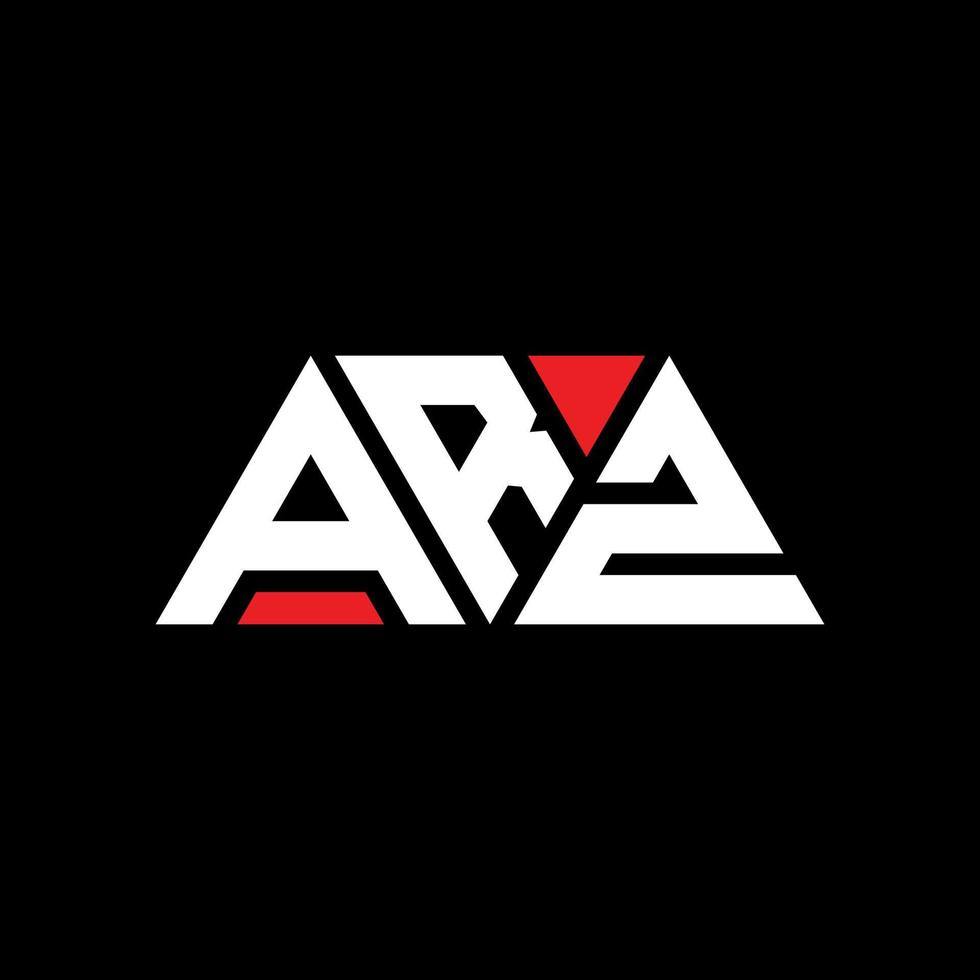 ARZ triangle letter logo design with triangle shape. ARZ triangle logo design monogram. ARZ triangle vector logo template with red color. ARZ triangular logo Simple, Elegant, and Luxurious Logo. ARZ