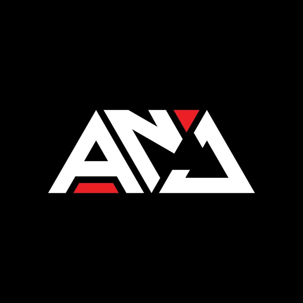 ANJ triangle letter logo design with triangle shape. ANJ triangle logo design monogram. ANJ triangle vector logo template with red color. ANJ triangular logo Simple, Elegant, and Luxurious Logo. ANJ