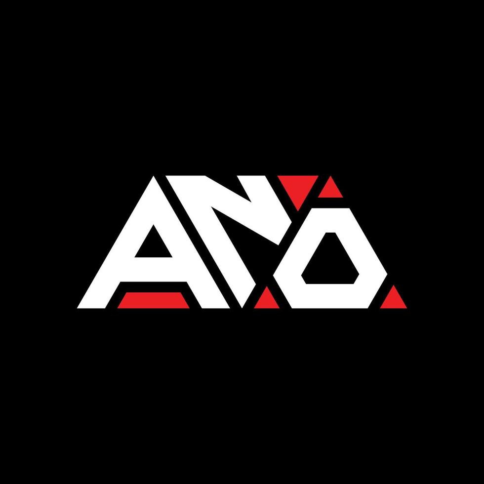 ANO triangle letter logo design with triangle shape. ANO triangle logo design monogram. ANO triangle vector logo template with red color. ANO triangular logo Simple, Elegant, and Luxurious Logo. ANO