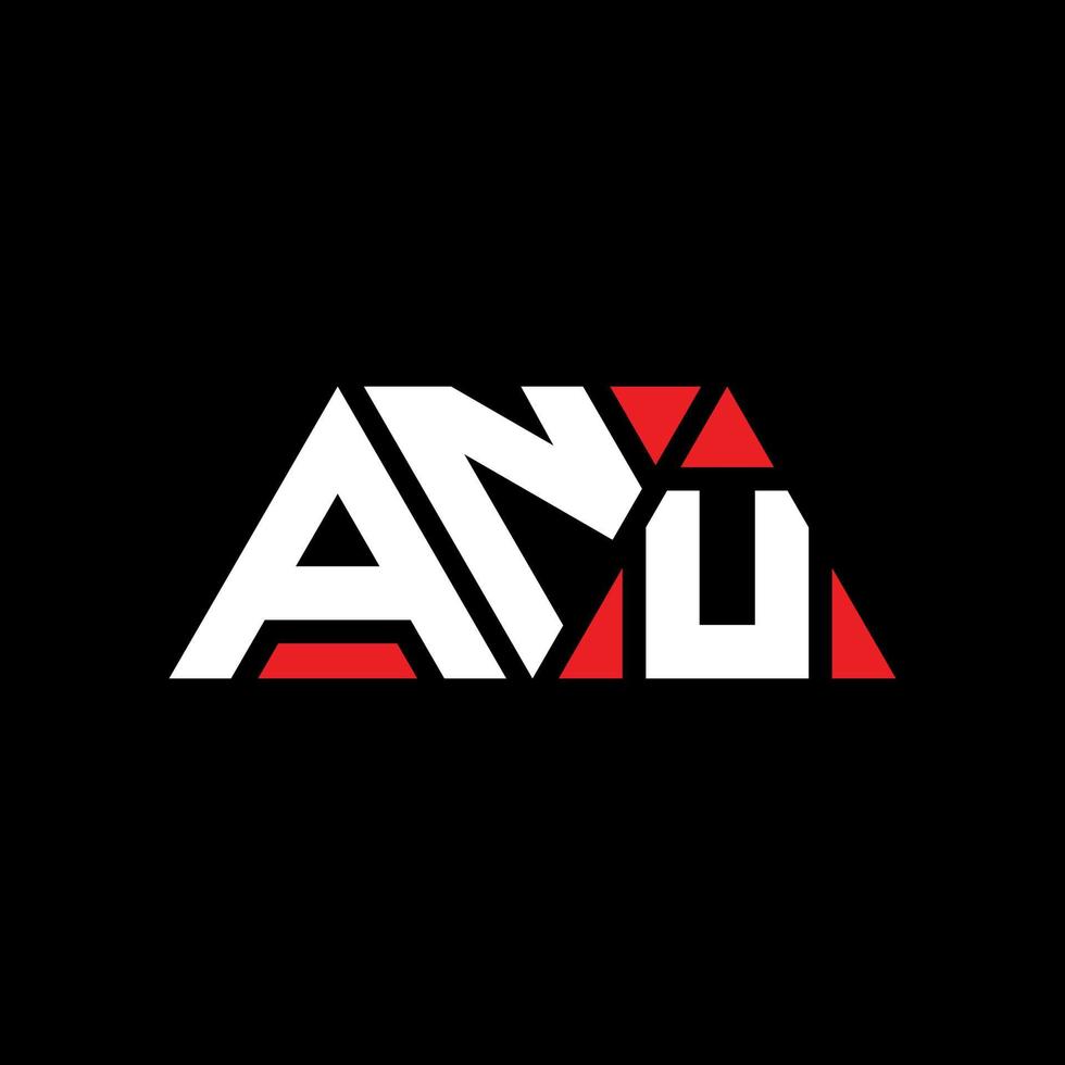 diseño de logotipo de letra triangular anu con forma de triángulo. monograma de diseño del logotipo del triángulo anu. plantilla de logotipo de vector de triángulo anu con color rojo. logotipo triangular anu logotipo simple, elegante y lujoso. ano