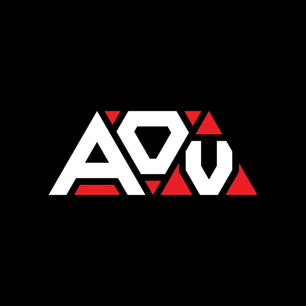 AOV triangle letter logo design with triangle shape. AOV triangle logo design monogram. AOV triangle vector logo template with red color. AOV triangular logo Simple, Elegant, and Luxurious Logo. AOV