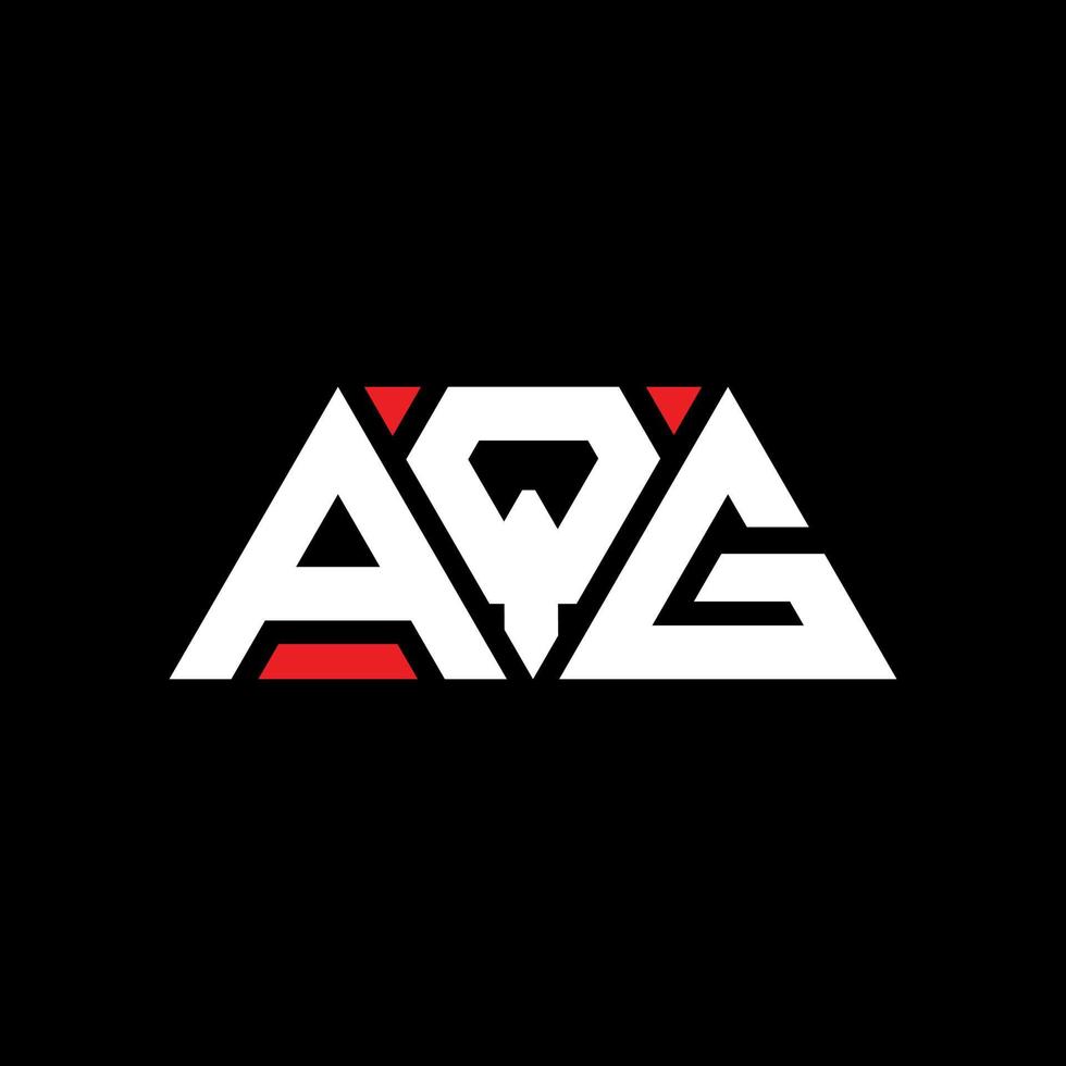 AQG triangle letter logo design with triangle shape. AQG triangle logo design monogram. AQG triangle vector logo template with red color. AQG triangular logo Simple, Elegant, and Luxurious Logo. AQG