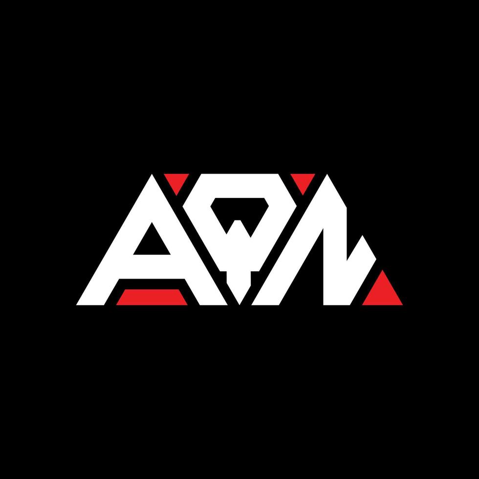 AQN triangle letter logo design with triangle shape. AQN triangle logo design monogram. AQN triangle vector logo template with red color. AQN triangular logo Simple, Elegant, and Luxurious Logo. AQN