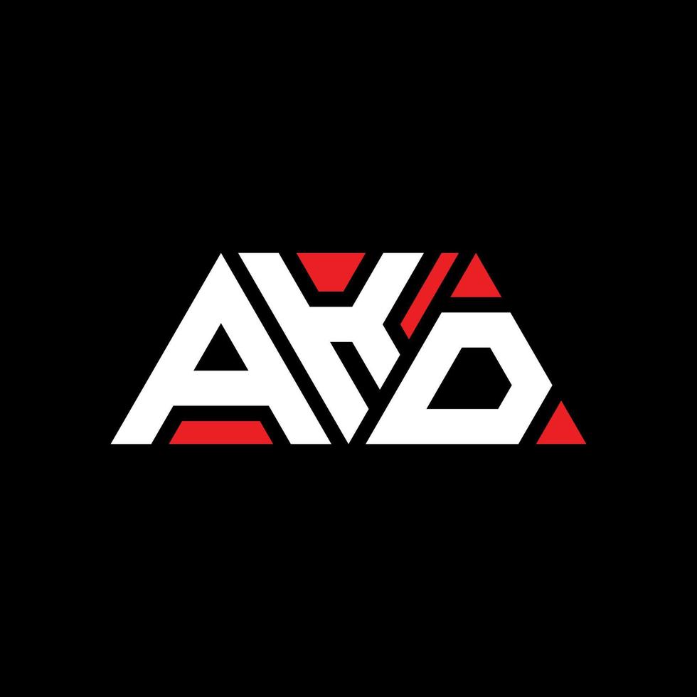 AKD triangle letter logo design with triangle shape. AKD triangle logo design monogram. AKD triangle vector logo template with red color. AKD triangular logo Simple, Elegant, and Luxurious Logo. AKD