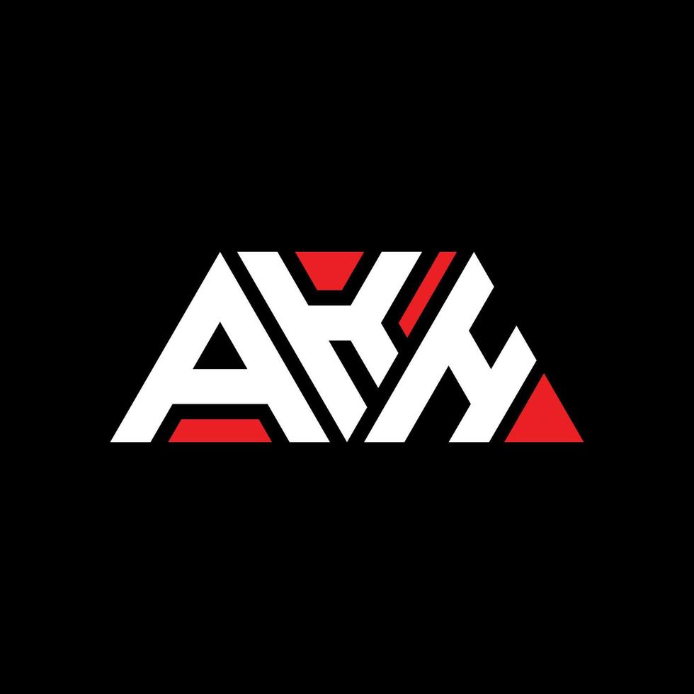 AKH triangle letter logo design with triangle shape. AKH triangle logo design monogram. AKH triangle vector logo template with red color. AKH triangular logo Simple, Elegant, and Luxurious Logo. AKH