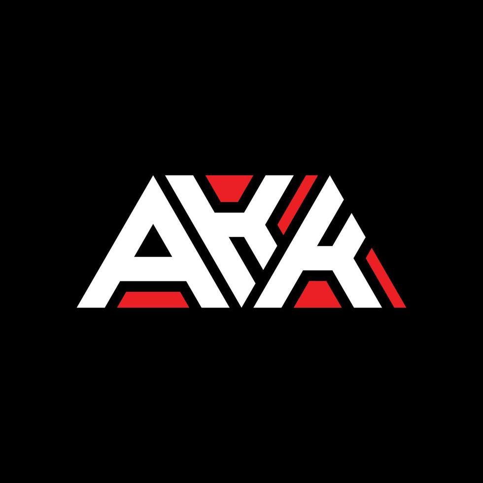 diseño de logotipo de letra triangular akk con forma de triángulo. monograma de diseño del logotipo del triángulo akk. plantilla de logotipo de vector de triángulo akk con color rojo. logotipo triangular akk logotipo simple, elegante y lujoso. akk