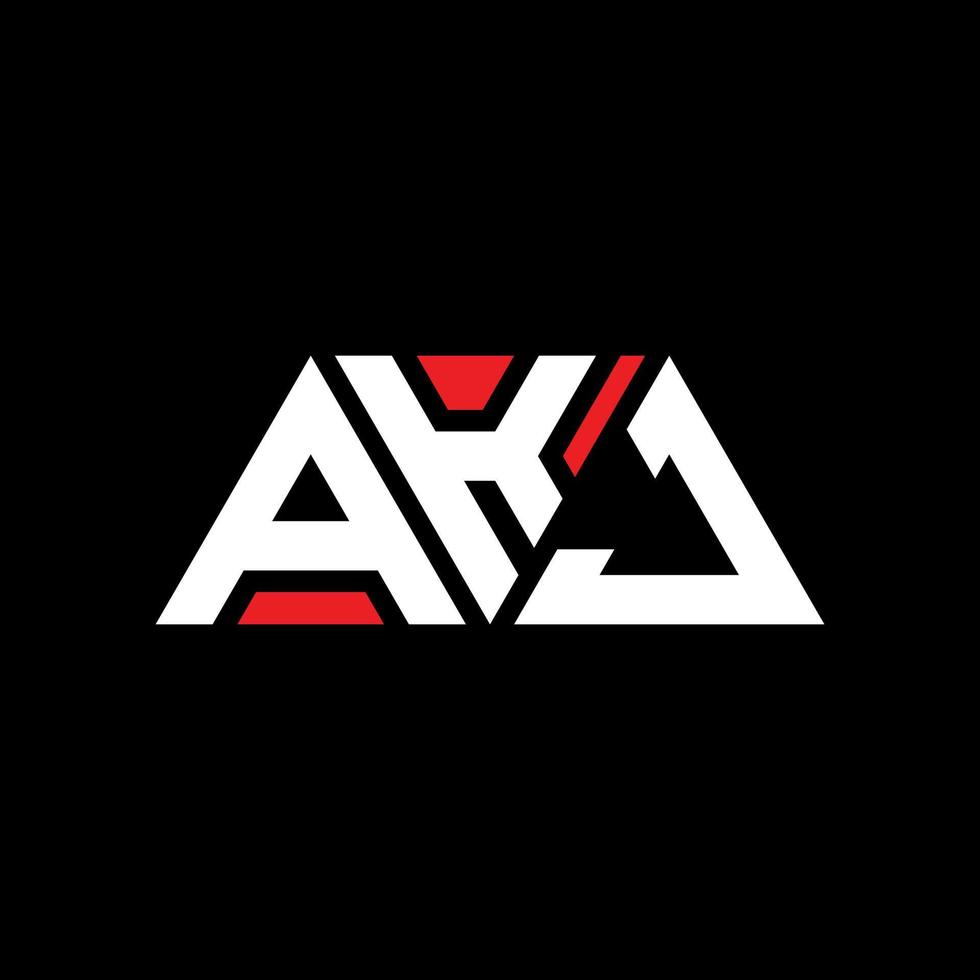 AKJ triangle letter logo design with triangle shape. AKJ triangle logo design monogram. AKJ triangle vector logo template with red color. AKJ triangular logo Simple, Elegant, and Luxurious Logo. AKJ