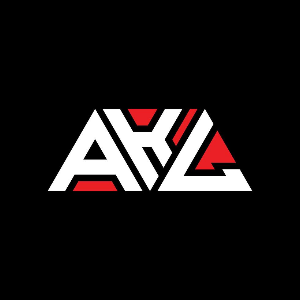 AKL triangle letter logo design with triangle shape. AKL triangle logo design monogram. AKL triangle vector logo template with red color. AKL triangular logo Simple, Elegant, and Luxurious Logo. AKL
