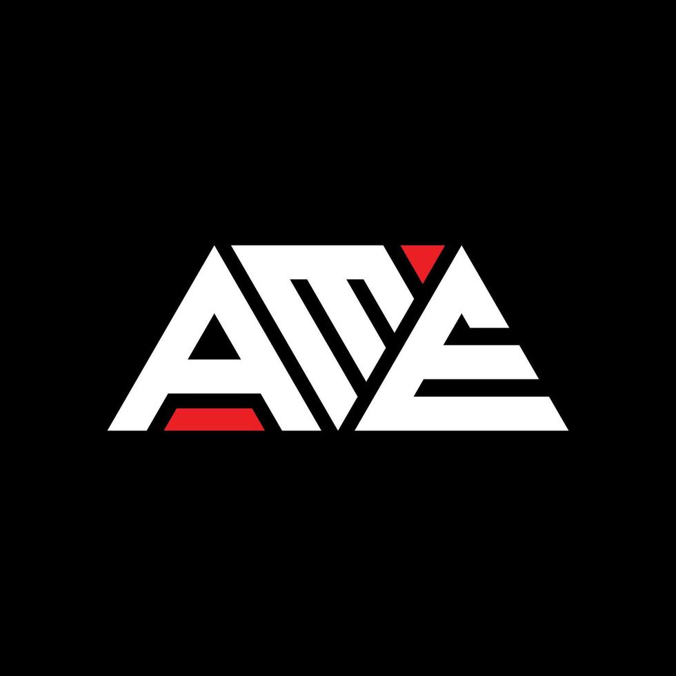 AME triangle letter logo design with triangle shape. AME triangle logo design monogram. AME triangle vector logo template with red color. AME triangular logo Simple, Elegant, and Luxurious Logo. AME