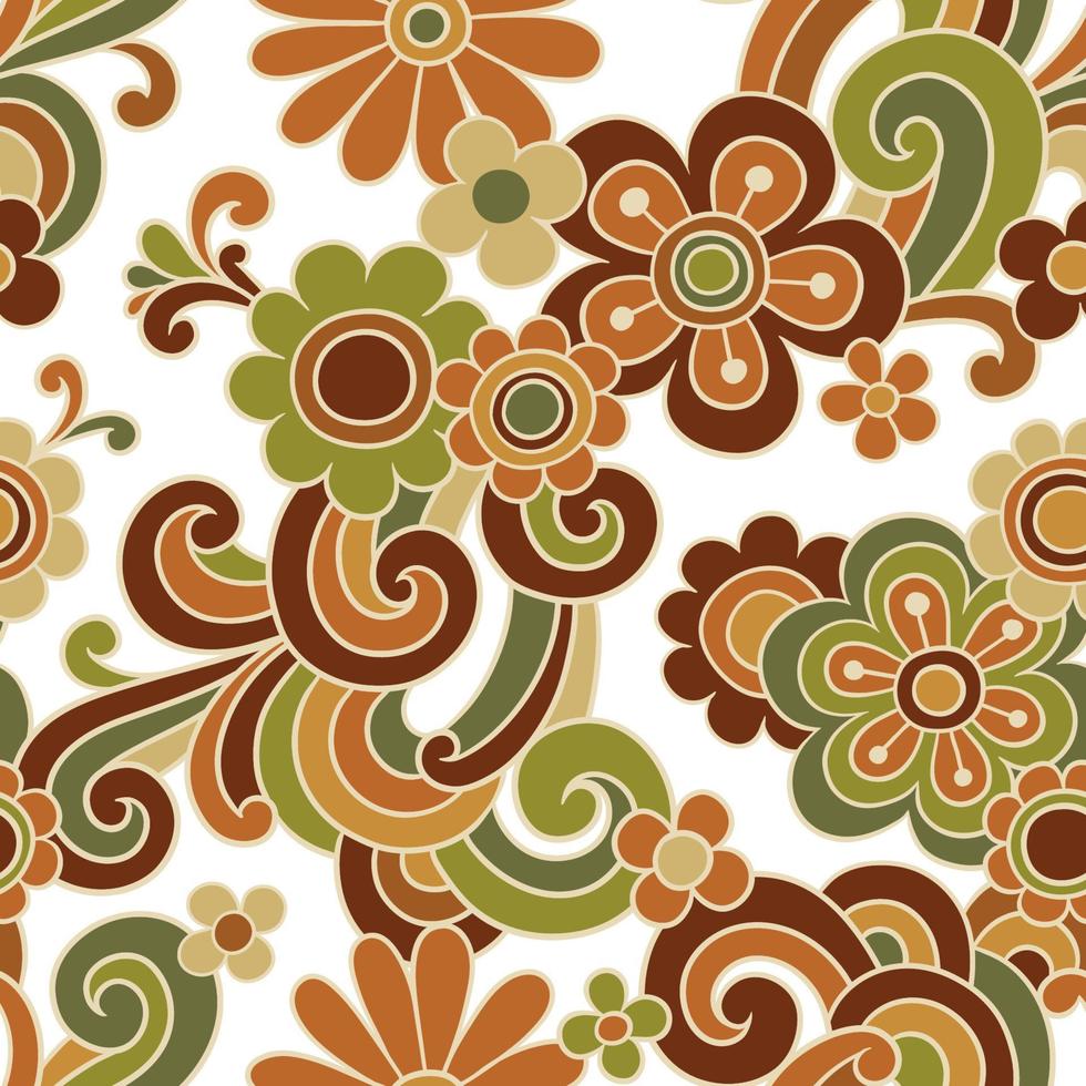 Seamless hand drawn pattern with decorative vintage flowers. vector