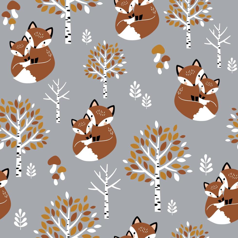 Seamless pattern with hand drawn fox family, cute baby fox and trees. Woodland nursery illustration. Perfect for textile, wallpaper or print design. 9547964 Vector Art at Vecteezy Seamless pattern with hand drawn fox family, cute baby fox and trees. Woodland nursery illustration. Perfect for textile, wallpaper or print design. 9547964 Vector Art at Vecteezy