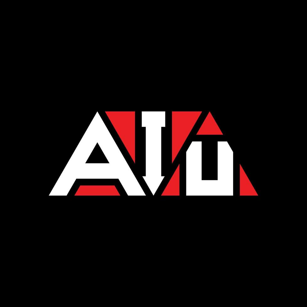 AIU triangle letter logo design with triangle shape. AIU triangle logo design monogram. AIU triangle vector logo template with red color. AIU triangular logo Simple, Elegant, and Luxurious Logo. AIU