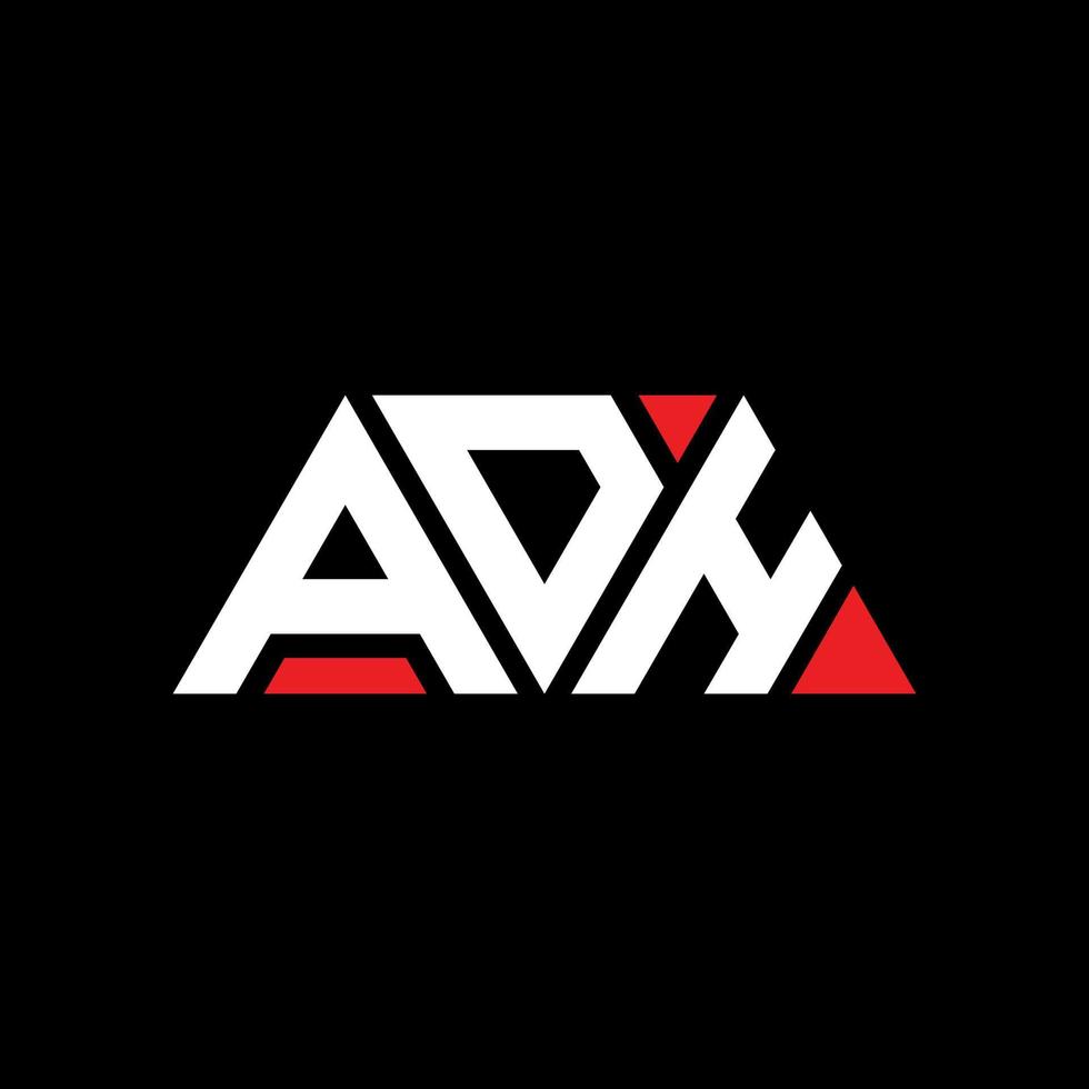 diseño de logotipo de letra triangular adh con forma de triángulo. monograma de diseño del logotipo del triángulo adh. plantilla de logotipo de vector de triángulo adh con color rojo. logotipo triangular adh logotipo simple, elegante y lujoso. adh